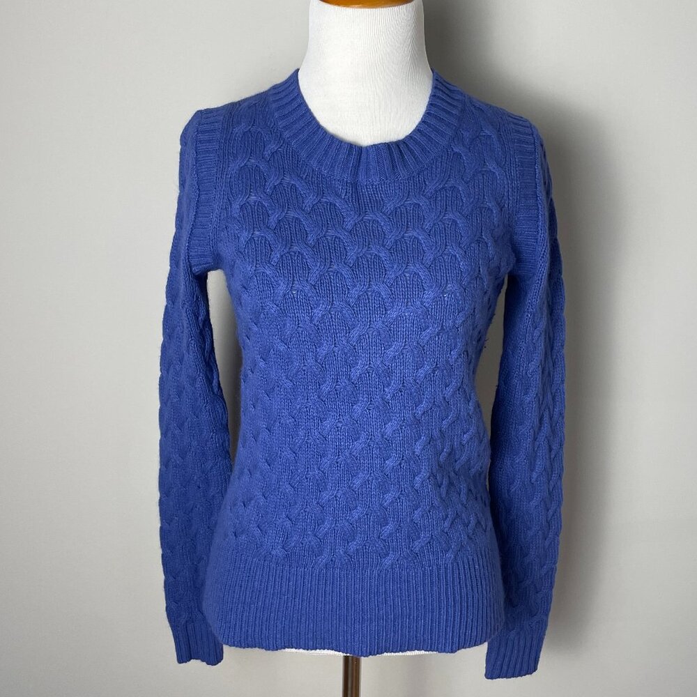 J.Crew Women’s Periwinkle Wool-Blend Cable Knit Crewneck Sweater